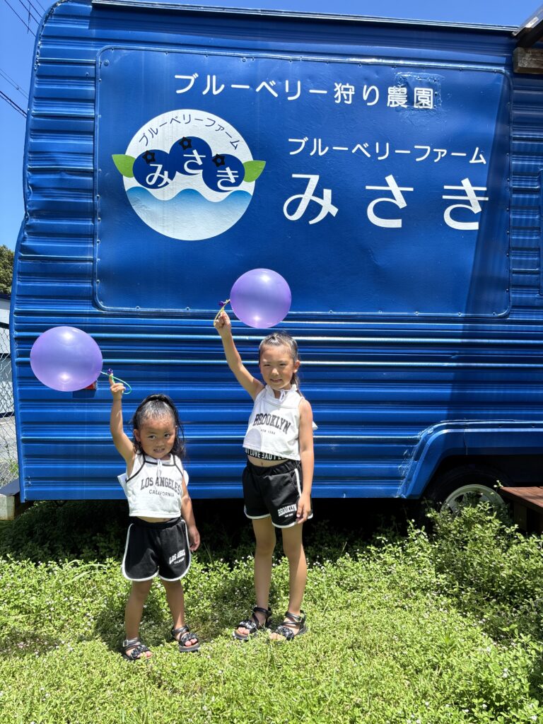 ブルーベリー狩り・ブルーベリーファームみさき・大阪・岬町・ブルーベリーカラーの風船